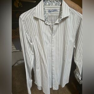 Robert Graham White and Black Striped Button Down Shirt